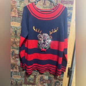 Ugly Christmas Sweater "Bulldog Raindeer" size L